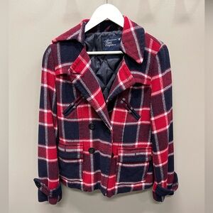 Vtg American Eagle Outfitters Red and Navy Plaid Jacket